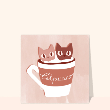Carte chat et chaton : Deux petits chats catpuccino