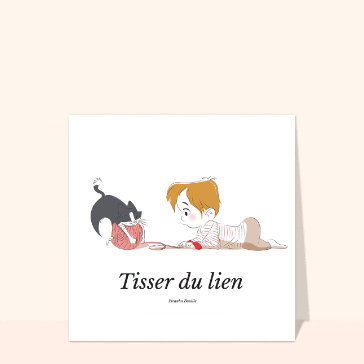Carte Tisser du lien avec un petit chat