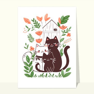 Carte Petits chats blanc et noir