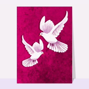 Carte avec un oiseau : Colombes