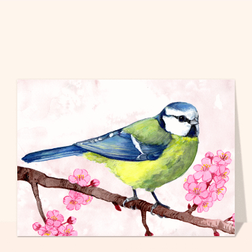 Jolie mésange bleue à l`aquarelle