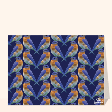 Carte avec un oiseau : Carte postale motifs d`oiseaux multicolores