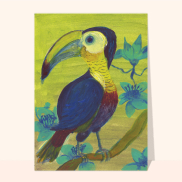 Carte avec un oiseau : Un Toucan tropical