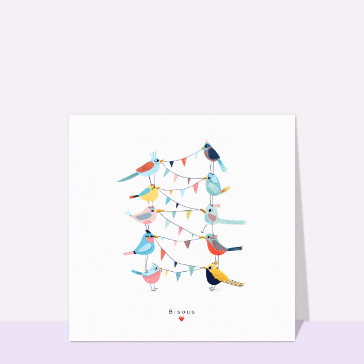 Un bisous et des oiseaux colorés