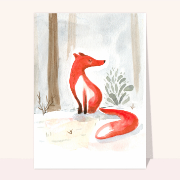 carte d'animaux : Aquarelle de renard