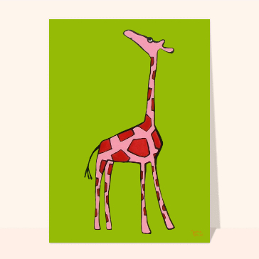 carte d'animaux : La girafe rose