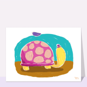 carte d'animaux : La tortue rose