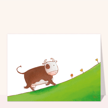 carte d'animaux : La vache qui gambade