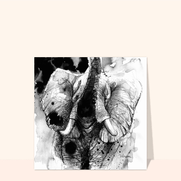 Un éléphant à l`encre de chine