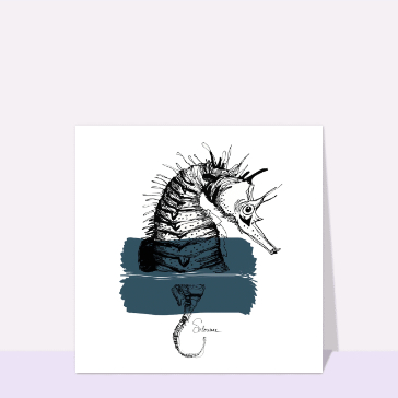 carte d'animaux : Hippocampe au feutre et à la peinture