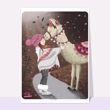 Carte Un lama et une petite fille