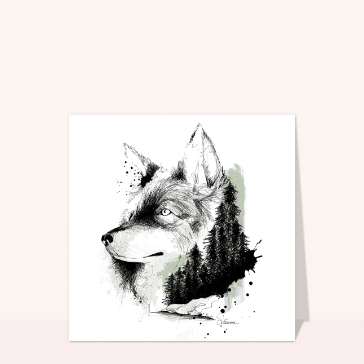 carte d'animaux : Portrait de loup