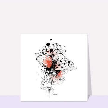 carte d'animaux : Coccinelle posée sur une fleur