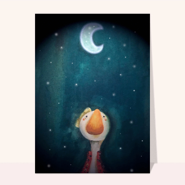 Carte Une oie sous la lune