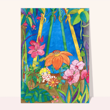Petite fille au milieu des fleurs