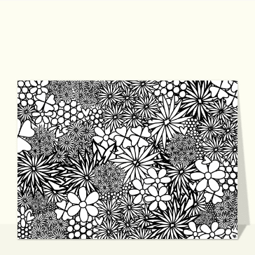 Carte Jolies fleurs à colorier