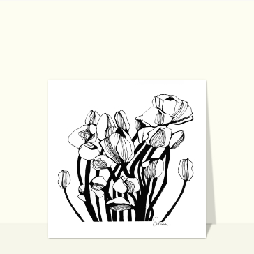 Fleurs graphiques à l`encre de chine