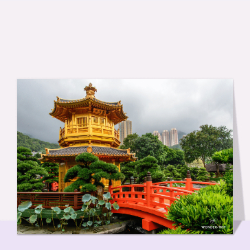 carte de paysages : Temple doré à Hong-kong