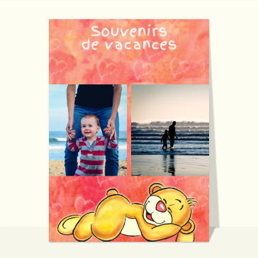 Carte souvenir de vacances : Souvenirs de vacances avec un nounours
