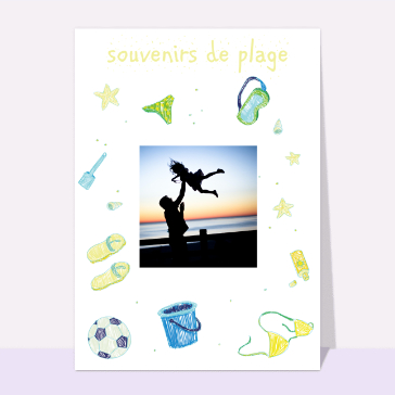 Carte souvenir de vacances : Souvenirs de plage