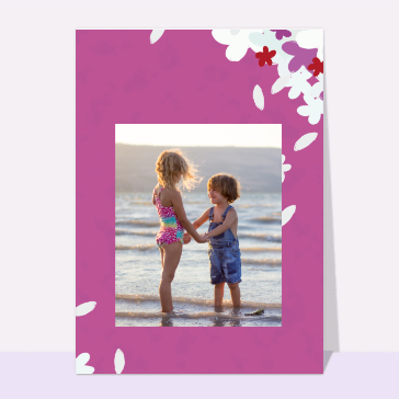 Carte souvenir de vacances : Souvenirs sur un fond rose