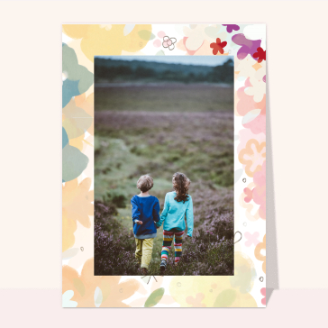 Carte souvenir de vacances : Foisonnant de fleurs pastelles