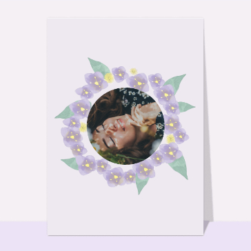 Carte souvenir de vacances : Couronne de souvenirs fleuris