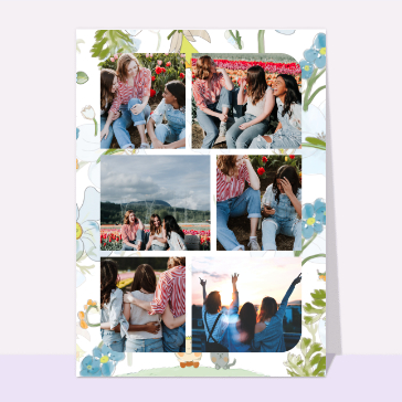 Carte souvenir de vacances : Petit garçon sous les fleurs