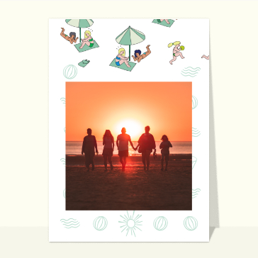 Carte souvenir de vacances : Souvenirs de vacances à la plage