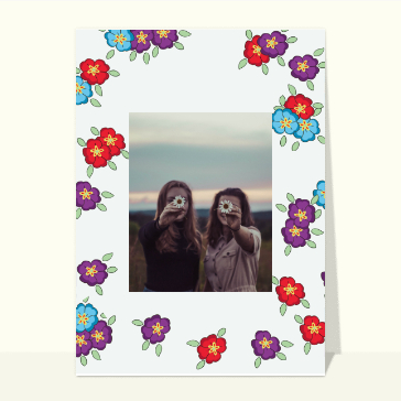 Carte souvenir de vacances : Souvenir entouré de fleurs