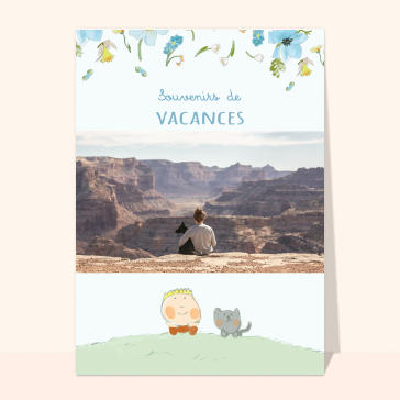 Carte souvenir de vacances : Souvenirs de vacances petit garçon et son chien
