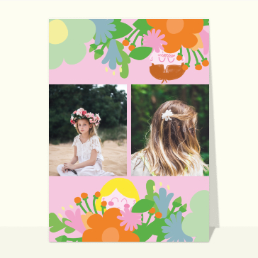 Carte souvenir de vacances : Cache cache dans les fleurs