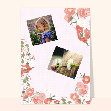 Carte souvenir de vacances : Contour de jolies fleurs