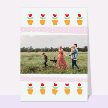 Carte souvenir de vacances : Des pots de fleurs alignés