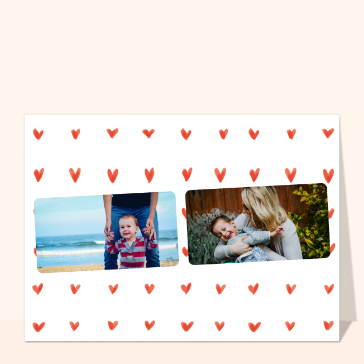 Carte postale personnalisée d'été : Carte postale couverte de mini coeurs