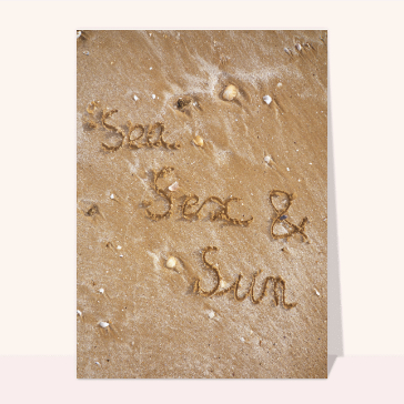 carte de vacances : Sea, sex and sun sur la plage