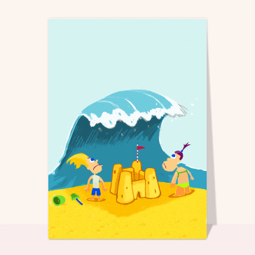 carte de vacances : Attention à la vague!