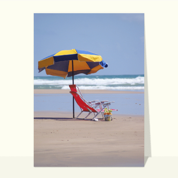 carte de vacances : Parasol sur la plage
