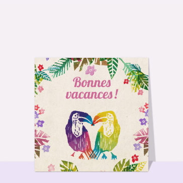 carte de vacances : Bonne vacances des deux perroquets