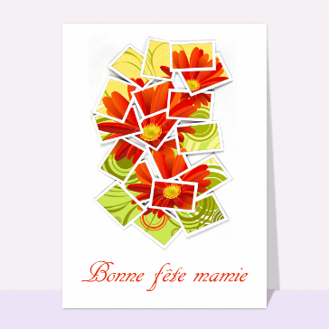 carte fête des grand-mères : Bonne fête mamie et chrysanthemes