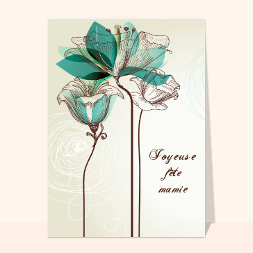 carte fête des grand-mères : Gravure joyeuse fête mamie