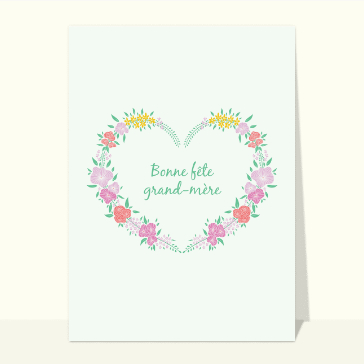 carte fête des grand-mères : Fête des grand-mères coeur de fleurs