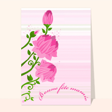 carte fête des grand-mères : Bonne fete mamie en rose