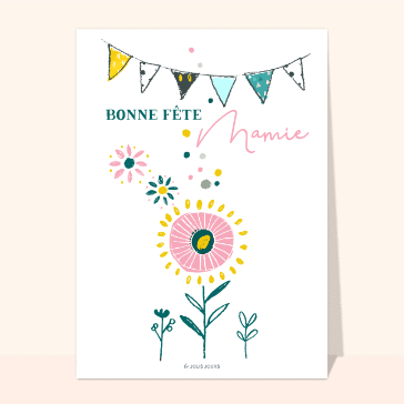 Bonne fête mamie et jolie fleur rose