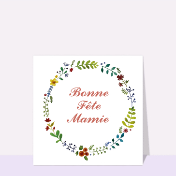Bonne fête mamie et couronne de fleurs