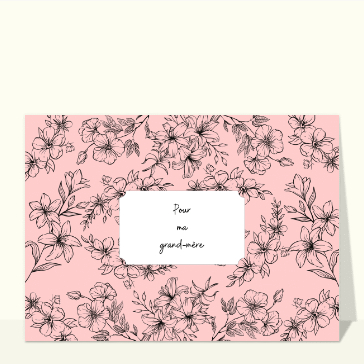 Pour ma mamie et fleurs effet gravure