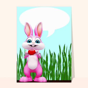 Carte personnalisée fête des mamies : Fête des mamies lapin rose personnalisé