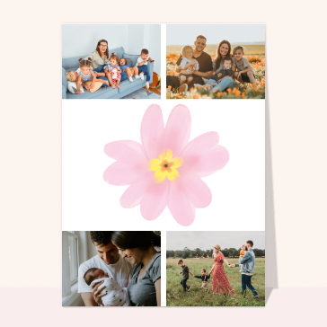 Carte personnalisée fête des mamies : Une fleur rose pour mamie
