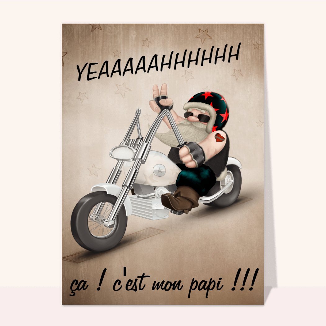 Carte Le Papi Biker Et Rockeur Envoyer Une Vraie Carte Fete Des Grands Peres Humour Des 0 99 Merci Facteur