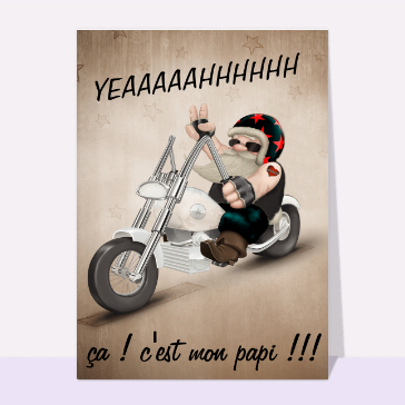 Carte fête des Grands-pères humour : Le papi biker et rockeur